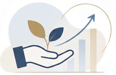 資産の成長を表すグラフのイラスト